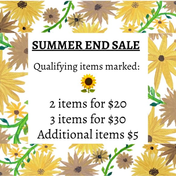 SUMMER END SALE! Items marked w sunflower emoji 🌻 - Picture 1 of 1